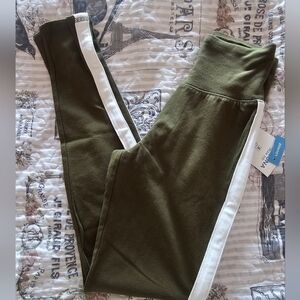 Nwt! Arizona Jean Co Lounge Leggings Olive and White Stripe XS